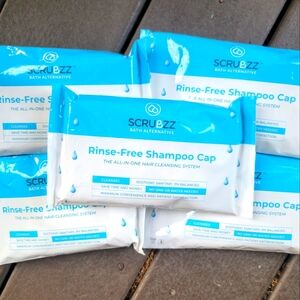 SCRUBZZ (Lot Of 5) No Rinse Shampoo Cap For The Elderly, Bedridden, And Travel.